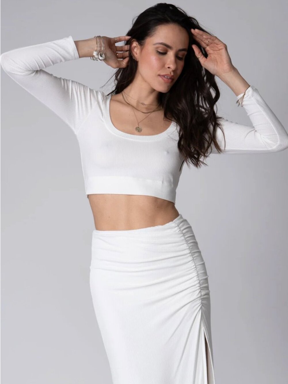 Stillwater white wide rib Ventanas top, size M, NEW WITH TAGS!